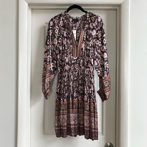 ANTHROPOLOGIE current air floral pleated mini dress XS